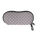 Grey And Pink Polka Dot Pattern Print Glasses Case