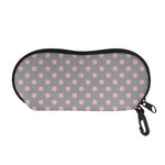Grey And Pink Polka Dot Pattern Print Glasses Case