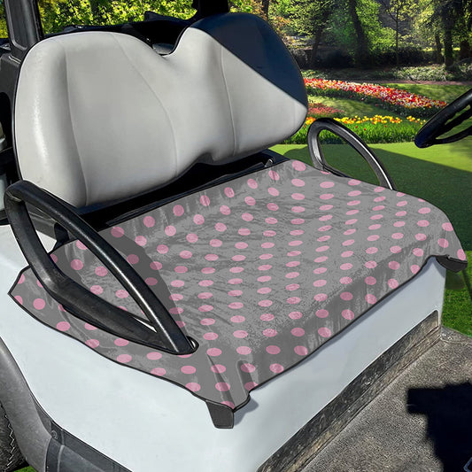 Grey And Pink Polka Dot Pattern Print Golf Cart Seat Cover