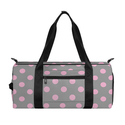 Grey And Pink Polka Dot Pattern Print Gym Bag