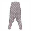 Grey And Pink Polka Dot Pattern Print Hammer Pants