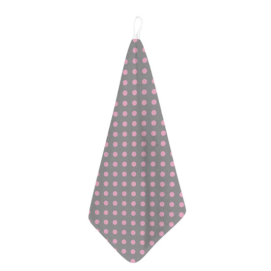 Grey And Pink Polka Dot Pattern Print Hand Towel