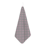 Grey And Pink Polka Dot Pattern Print Hand Towel