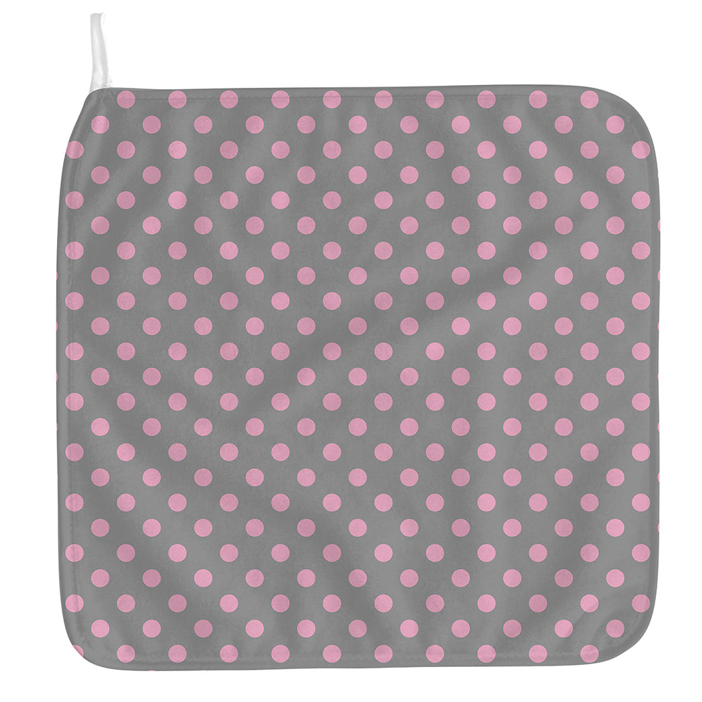 Grey And Pink Polka Dot Pattern Print Hand Towel
