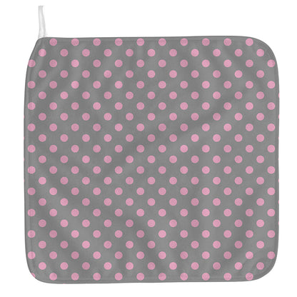 Grey And Pink Polka Dot Pattern Print Hand Towel