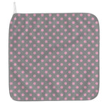 Grey And Pink Polka Dot Pattern Print Hand Towel
