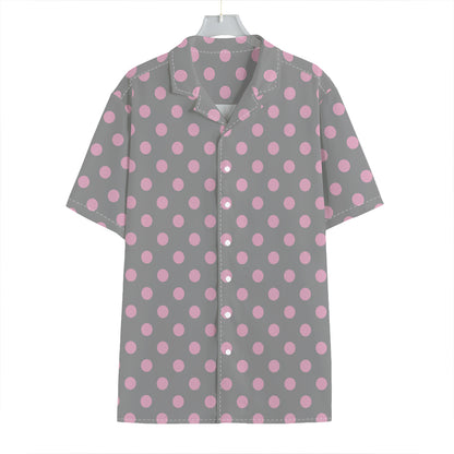Grey And Pink Polka Dot Pattern Print Hawaiian Shirt