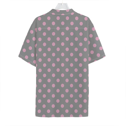 Grey And Pink Polka Dot Pattern Print Hawaiian Shirt