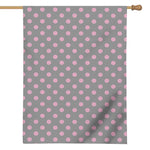 Grey And Pink Polka Dot Pattern Print House Flag