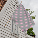 Grey And Pink Polka Dot Pattern Print House Flag