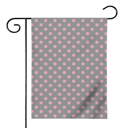 Grey And Pink Polka Dot Pattern Print House Flag