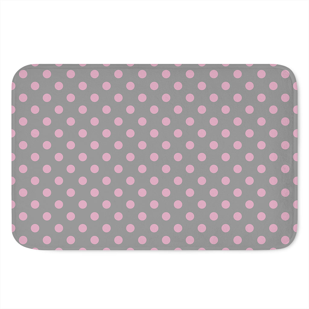 Grey And Pink Polka Dot Pattern Print Indoor Door Mat