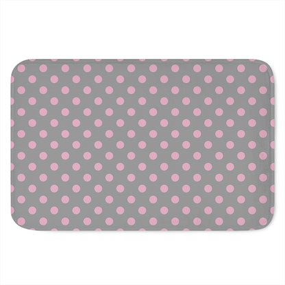 Grey And Pink Polka Dot Pattern Print Indoor Door Mat