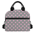 Grey And Pink Polka Dot Pattern Print Insulated Lunch Bag