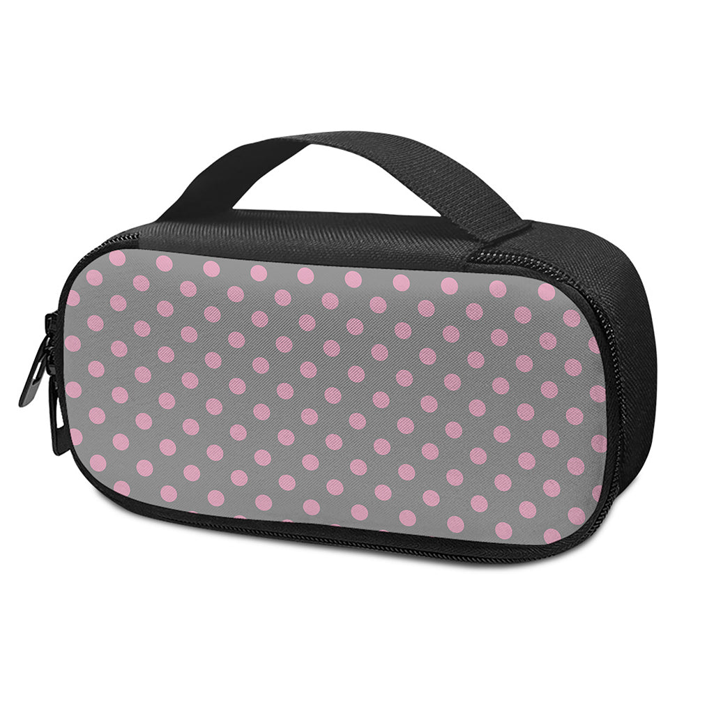 Grey And Pink Polka Dot Pattern Print Insulin Cooler Travel Case