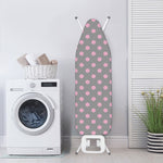 Grey And Pink Polka Dot Pattern Print Ironing Board Cover