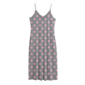 Grey And Pink Polka Dot Pattern Print Jersey Midi Cami Dress