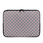 Grey And Pink Polka Dot Pattern Print Laptop Sleeve