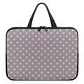 Grey And Pink Polka Dot Pattern Print Laptop Sleeve With Handle