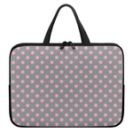Grey And Pink Polka Dot Pattern Print Laptop Sleeve With Handle