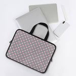 Grey And Pink Polka Dot Pattern Print Laptop Sleeve With Handle