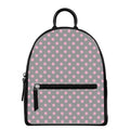 Grey And Pink Polka Dot Pattern Print Leather Backpack