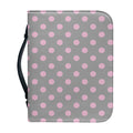 Grey And Pink Polka Dot Pattern Print Leather Bible Cover