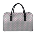 Grey And Pink Polka Dot Pattern Print Leather Duffel Bag