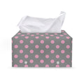 Grey And Pink Polka Dot Pattern Print Leather Tissue Box Cover