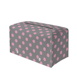 Grey And Pink Polka Dot Pattern Print Leather Tissue Box Cover