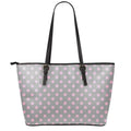 Grey And Pink Polka Dot Pattern Print Leather Tote Bag With Zipper
