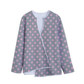 Grey And Pink Polka Dot Pattern Print Long Sleeve Short Coat