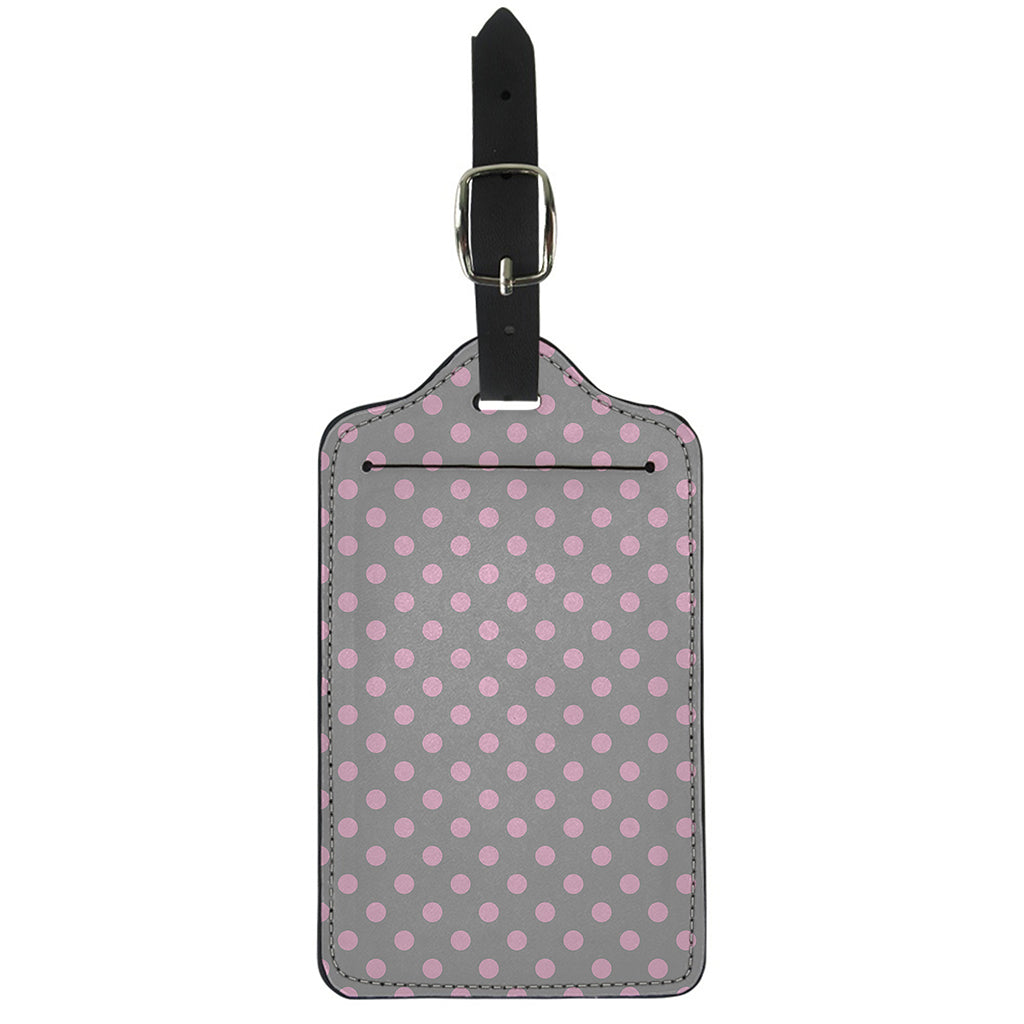 Grey And Pink Polka Dot Pattern Print Luggage Tag