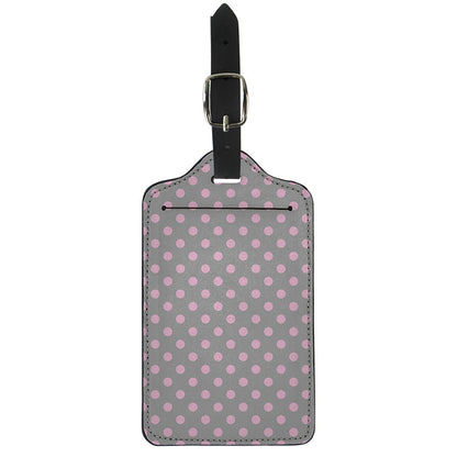 Grey And Pink Polka Dot Pattern Print Luggage Tag