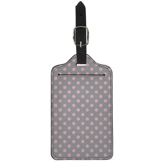 Grey And Pink Polka Dot Pattern Print Luggage Tag