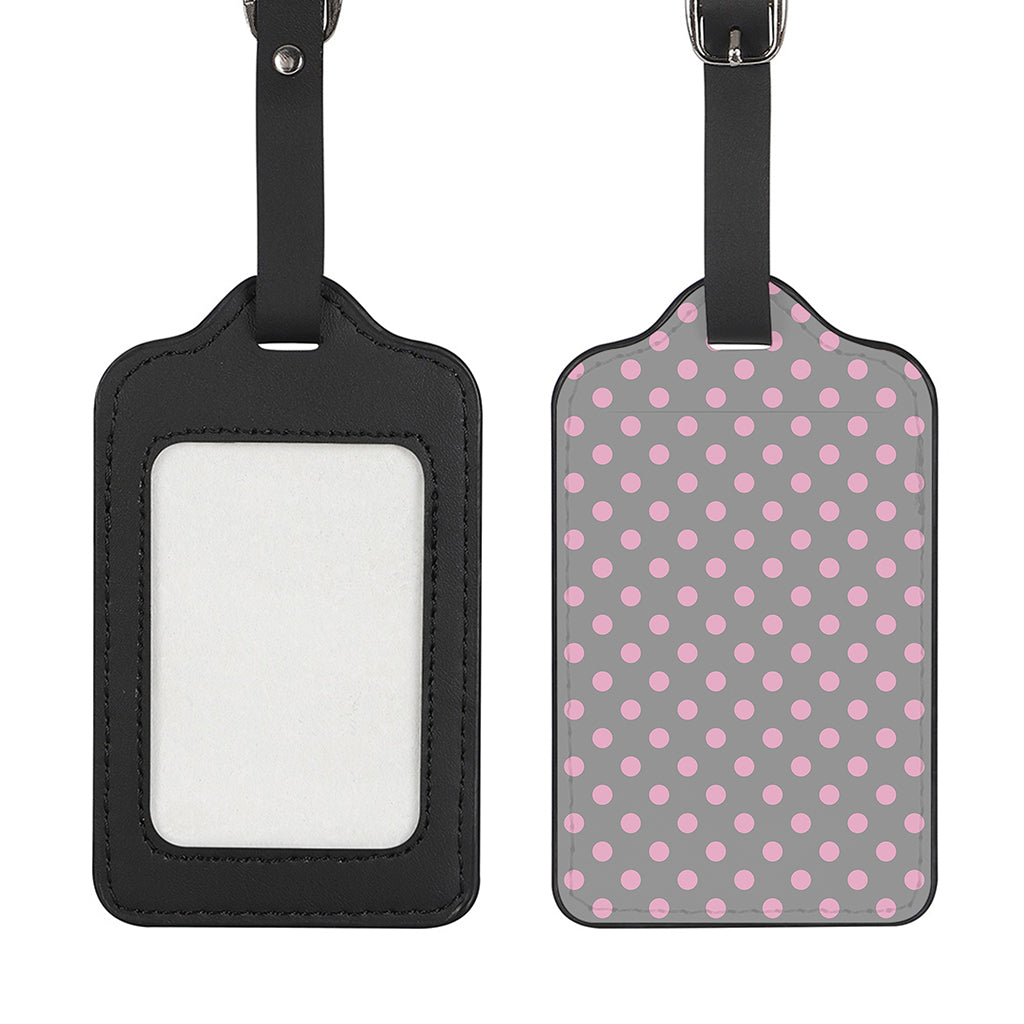 Grey And Pink Polka Dot Pattern Print Luggage Tag