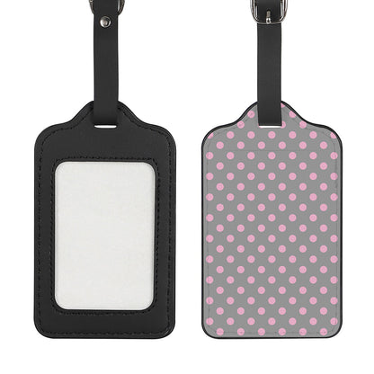 Grey And Pink Polka Dot Pattern Print Luggage Tag