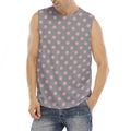 Grey And Pink Polka Dot Pattern Print Men's Fitness Tank Top