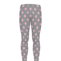 Grey And Pink Polka Dot Pattern Print Men's Leggings