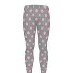 Grey And Pink Polka Dot Pattern Print Men's leggings