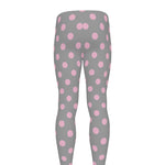 Grey And Pink Polka Dot Pattern Print Men's leggings