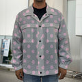 Grey And Pink Polka Dot Pattern Print Men's Shirt Jacket