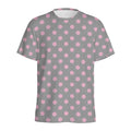 Grey And Pink Polka Dot Pattern Print Men's Athletic T-Shirt