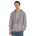 Grey And Pink Polka Dot Pattern Print Men's Velvet Pullover Hoodie