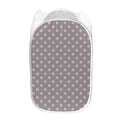 Grey And Pink Polka Dot Pattern Print Mesh Laundry Hamper