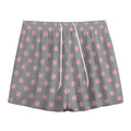 Grey And Pink Polka Dot Pattern Print Mesh Shorts