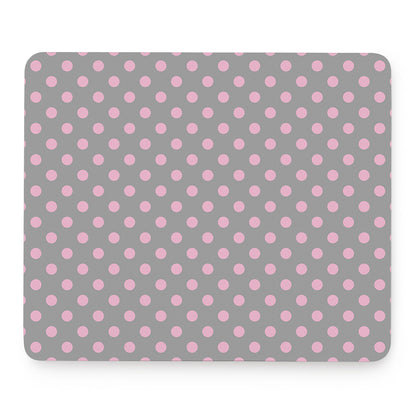 Grey And Pink Polka Dot Pattern Print Mouse Pad