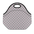 Grey And Pink Polka Dot Pattern Print Neoprene Lunch Bag