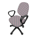 Grey And Pink Polka Dot Pattern Print Office Chair Cover