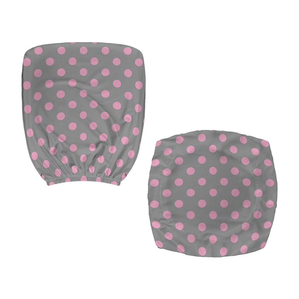 Grey And Pink Polka Dot Pattern Print Office Chair Cover